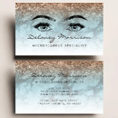Turquoise Marble Bronze Glitter Eyes Microblading Visitenkarte