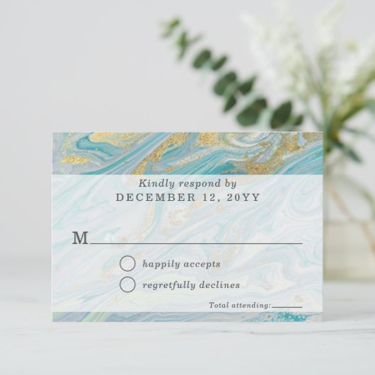 Turquoise Marble Geode Wedding Einladung UAWG (Stehend Vorderseite)