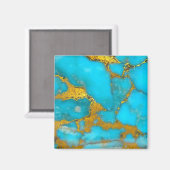 Turquoise Marble GOLD Glitter - ADD Initials Magnet (Vorderseite/Rückseite)