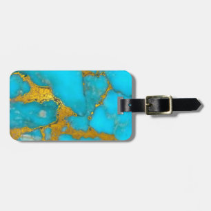 Turquoise Marble GOLD Glitzer - ADD Initialen Gepäckanhänger