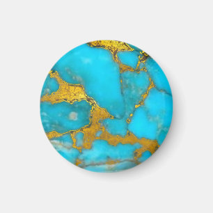 Turquoise Marble GOLD Glitzer - ADD Initialen Magnet