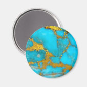 Turquoise Marble GOLD Glitzer - ADD Initialen Magnet (Vorderseite/Rückseite)