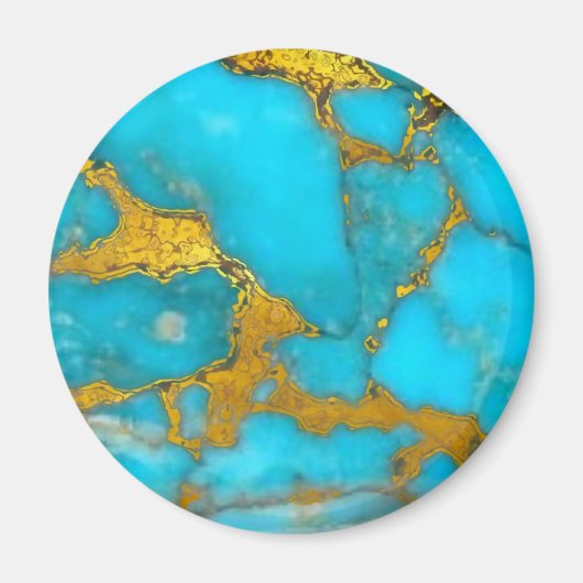 Turquoise Marble GOLD Glitzer - ADD Initialen Magnet (Vorne)