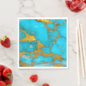 Turquoise Marble GOLD Glitzer - ADD Initialen Serviette (Beispiel)