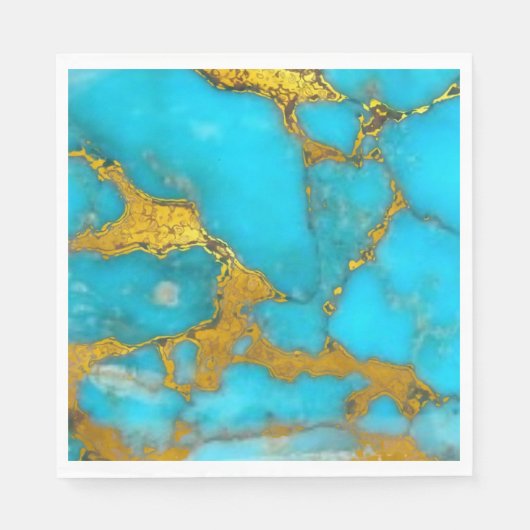 Turquoise Marble GOLD Glitzer - ADD Initialen Serviette (Vorderseite)