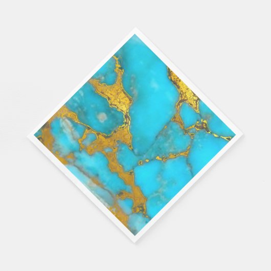 Turquoise Marble GOLD Glitzer - ADD Initialen Serviette (Ecke)