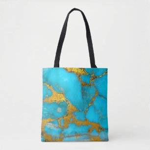 Turquoise Marble GOLD Glitzer - ADD Initialen Tasche