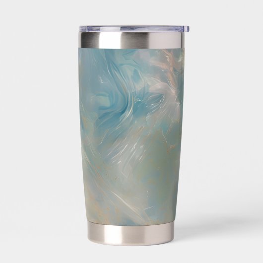 Turquoise Marble Swirl Pattern Thermobecher (Links)