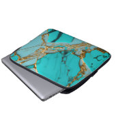 Turquoise Marble with Golden Veins Laptopschutzhülle (Vorne Knopf)
