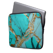 Turquoise Marble with Golden Veins Laptopschutzhülle (Vorderseite Links)
