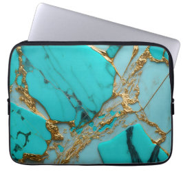 Turquoise Marble with Golden Veins Laptopschutzhülle