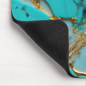Turquoise Marble with Golden Veins Mousepad (Ecke)