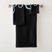 Turquoise Marbled Om Badhandtuch Set (Insitu)