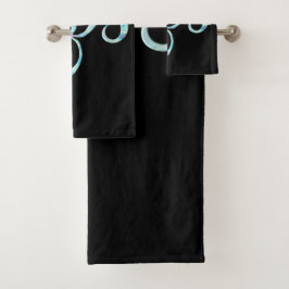 Turquoise Marbled Om Badhandtuch Set