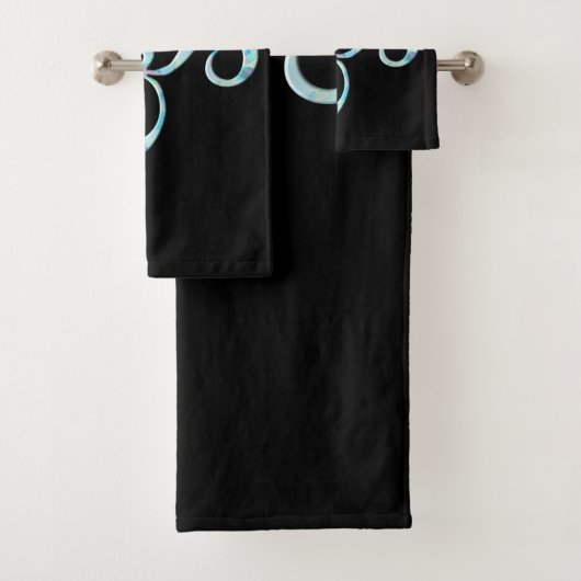 Turquoise Marbled Om Badhandtuch Set (Insitu)