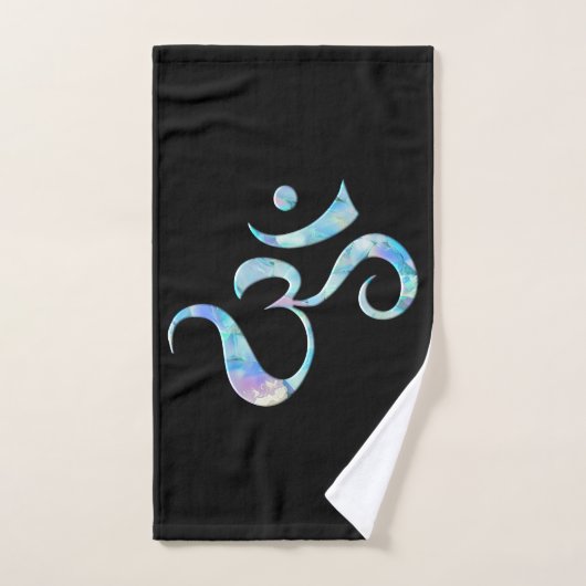 Turquoise Marbled Om Badhandtuch Set (Handtuch)