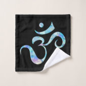 Turquoise Marbled Om Badhandtuch Set (Waschlappen)