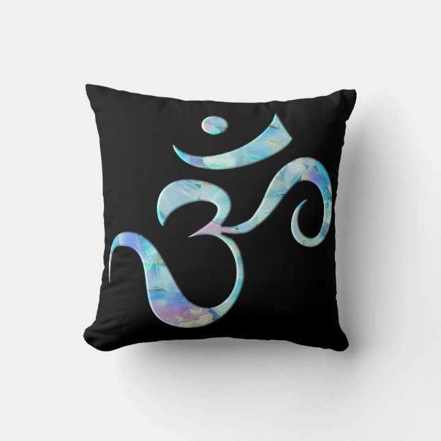 Turquoise Marbled Om Kissen (Vorderseite)