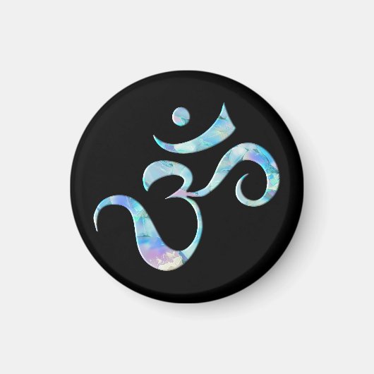 Turquoise Marbled Om Magnet (Vorne)