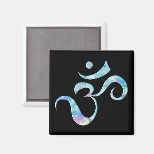 Turquoise Marbled Om Magnet (Vorderseite/Rückseite)