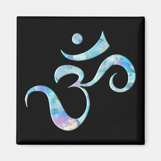 Turquoise Marbled Om Magnet (Vorne)