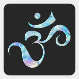 Turquoise Marbled Om Quadratischer Aufkleber