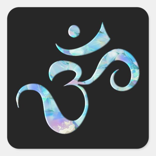 Turquoise Marbled Om Quadratischer Aufkleber (Vorderseite)