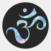 Turquoise Marbled Om Runder Aufkleber (Vorderseite)