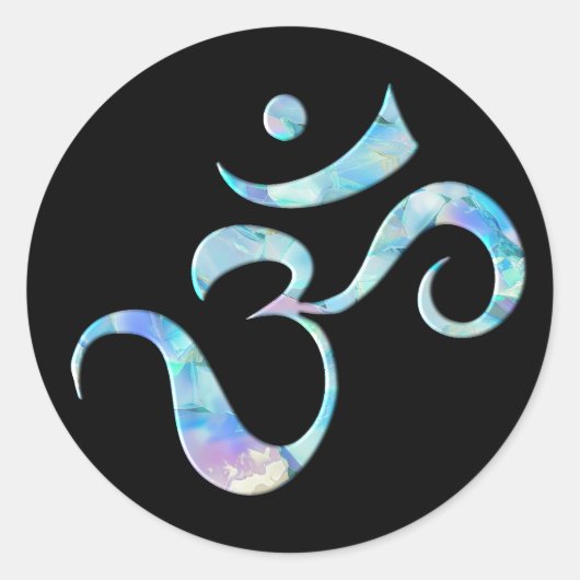 Turquoise Marbled Om Runder Aufkleber (Vorderseite)