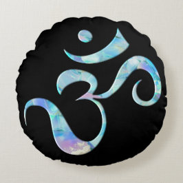 Turquoise Marbled Om Rundes Kissen