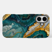 Turquoise marbling with gold Case-Mate iPhone hülle (Rückseite (Horizontal))