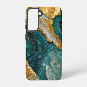Turquoise marbling with gold samsung galaxy hülle