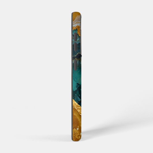 Turquoise marbling with gold samsung galaxy hülle (Rechte Seite)
