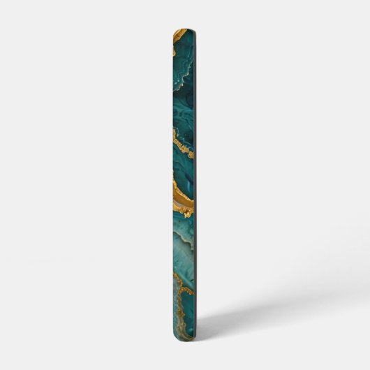Turquoise marbling with gold samsung galaxy hülle (Linke Seite)