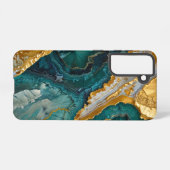 Turquoise marbling with gold samsung galaxy hülle (Rückseite (Horizontal))
