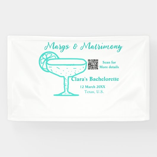 Turquoise Margs & Matrimone Junggeselinnen-Abschie Banner (Horizontal)