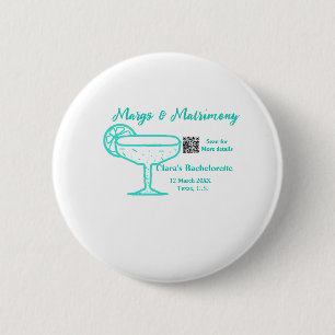 Turquoise Margs & Matrimone Junggeselinnen-Abschie Button