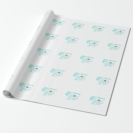 Turquoise Margs & Matrimone Junggeselinnen-Abschie Geschenkpapier (Ungerollt)