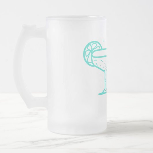 Turquoise Margs & Matrimone Junggeselinnen-Abschie Mattglas Bierglas (Links)