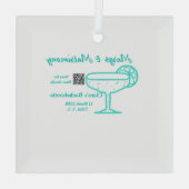 Turquoise Margs & Matrimone Junggeselinnen-Abschie Ornament Aus Glas (Rückseite)