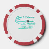Turquoise Margs & Matrimone Junggeselinnen-Abschie Pokerchips (Rückseite)