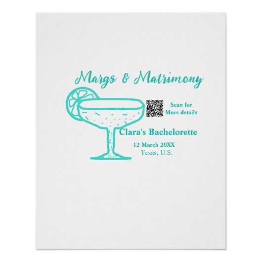 Turquoise Margs & Matrimone Junggeselinnen-Abschie Poster (Vorderseite)