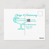 Turquoise Margs & Matrimone Junggeselinnen-Abschie Postkarte (Rückseite)