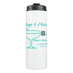 Turquoise Margs & Matrimone Junggeselinnen-Abschie Thermosbecher