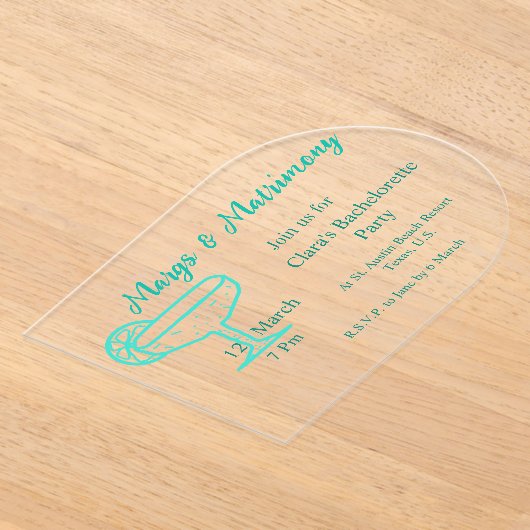 Turquoise Margs & Matrimone Tequila Acryleinladungen (Ablage )