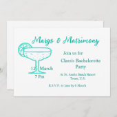 Turquoise Margs & Matrimone Tequila Einladung (Vorne/Hinten)