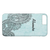Turquoise Mehndi Motif iPhone 7 Plus Fall Case-Mate iPhone Hülle (Rückseite (Horizontal))
