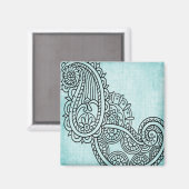 Turquoise Mehndi Motif Magnet (Vorderseite/Rückseite)