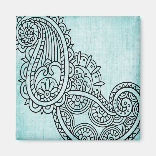 Turquoise Mehndi Motif Magnet (Vorne)