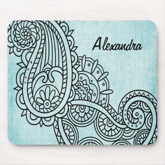 Turquoise Mehndi Motif Mousepad (Vorne)